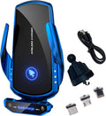 Wireless Car Charger Mount Automotive Electric Induction 15W Fast Charging Auto Clamping Car Phone Holder Mount Wireless Charging Mount Air Vent Phone Holde Compatible with All Android (Blue)