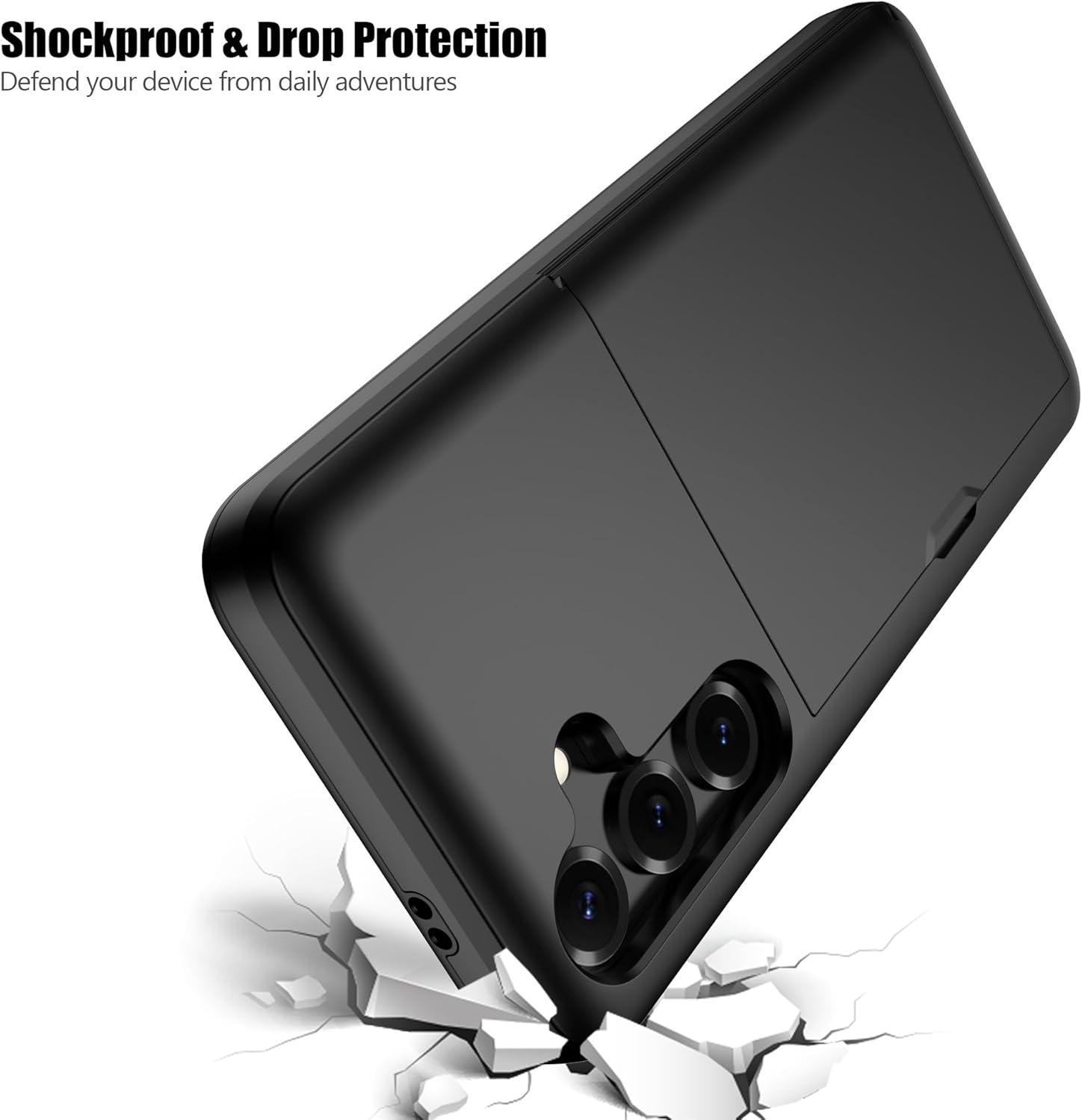 Nvollnoe for Samsung Galaxy S25 Case with Card Holder Dual Layer Heavy Duty Protective Case Hidden Card Slot Slim Wallet Cover for Samsung S25 6.2''(Black)