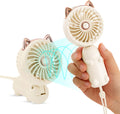 QearFun Handheld Lanyard Fan Portable, Mini Hand Held Fan with USB Rechargeable Battery, 3 Speed Strong Personal Table Fan, 8-12 Hours Small Makeup Fan for Girls Women Travel (Purple&Pink)