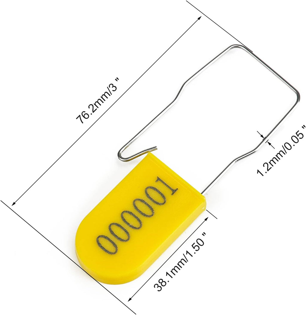 50PCS Plastic Padlock Security Seals Metal Wire Padlocks Electric Meter Seal Disposable Anti-Tamper Lock Numbered Anti Tamper Tag Hasps Yellow