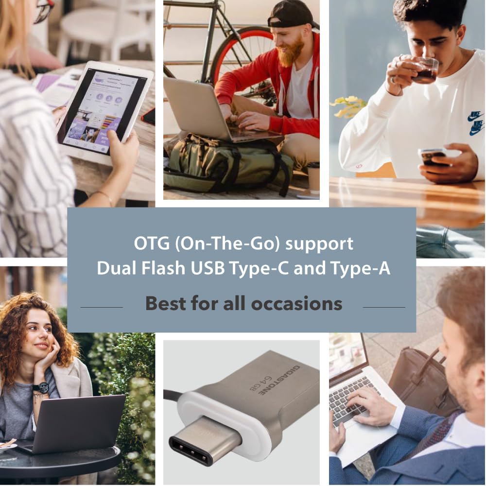 GIGASTONE 32GB Nano Luxus Dual Drive, Z50 USB 3.2 Gen 1, 2-in-1 USB-A & Type-C, 100MB/s Ultra Fast, Cap Design, Metal, Plug & Play for Smartphone/PC/Mac/TV/Car, 2.0/3.0/3.1 Compatible