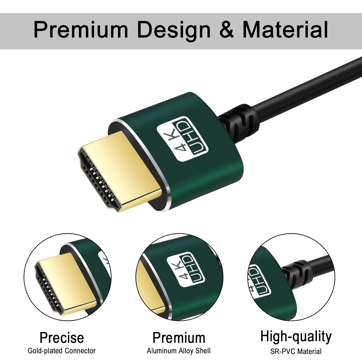 Slim HDMI Cable 30FT, Ultra Soft & Thin HDMI to HDMI Cord, Extreme Flexible & Skinny HDMI Wire Supports High Speed 4K@60Hz 18gbps 2160p 1080p