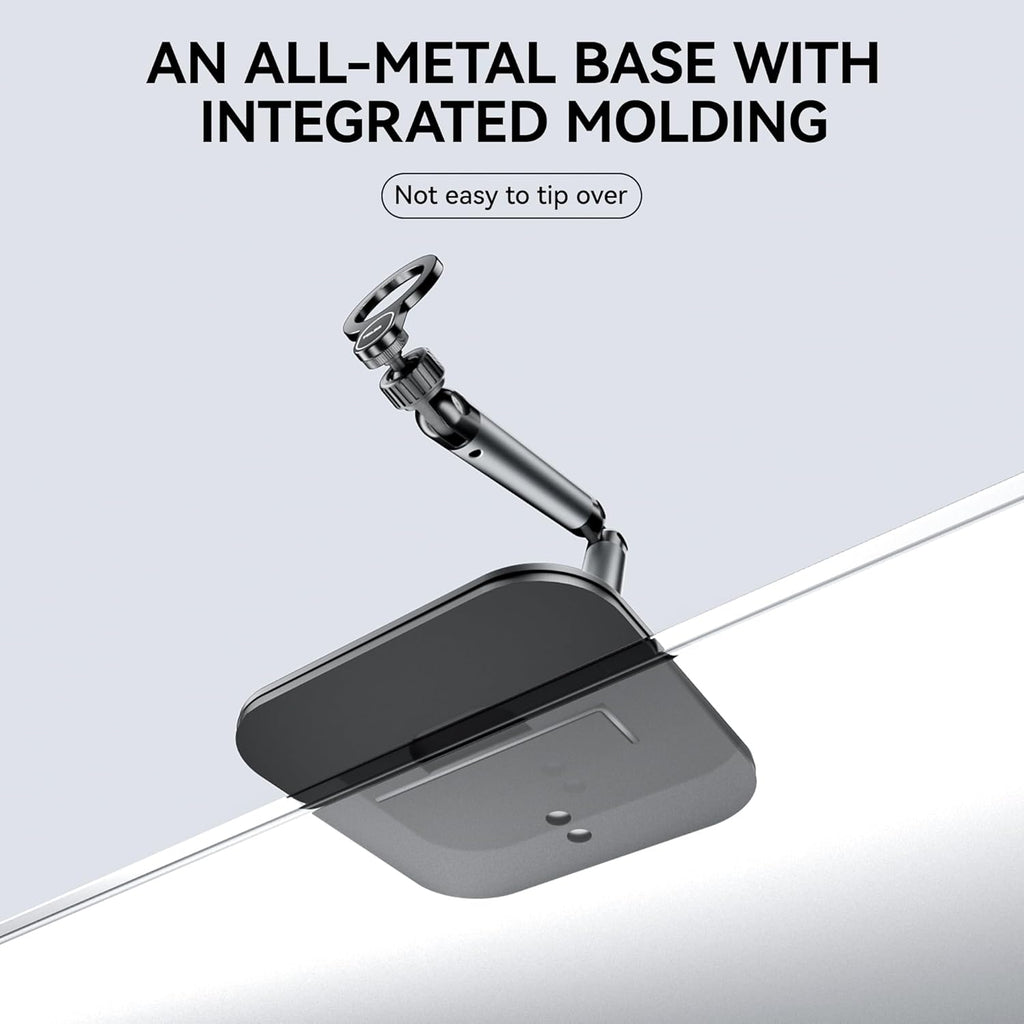 Phone Holder For Desk, With Magnetic Design, Tablet Stand for iPad, With Heavy Duty Metal Base, Desktop Stand Holder With 360° Rotation, Height & Angle Adjustable, For Video Calls, Vlog Recording