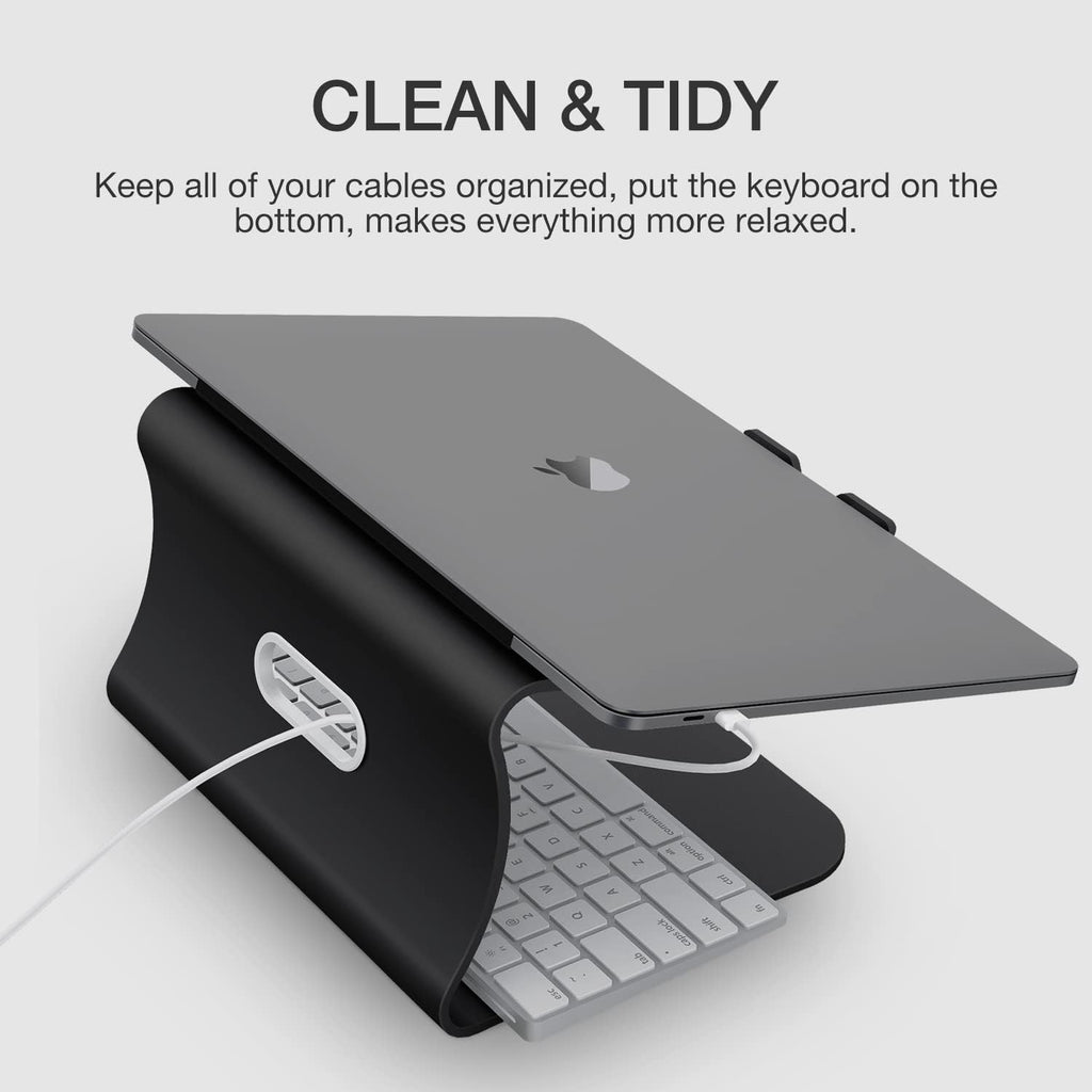 Laptop Stand, Aluminum Notebook Holder Riser Heat-Vent for MacBook Air/Pro, Dell, HP, Lenovo, Microsoft Surface, Samsung 11-16 inches Notebook (Black)