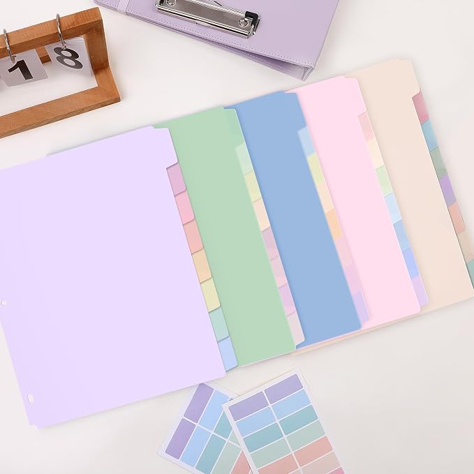 SKYDUE 8-Tab Binder Dividers for 3 Ring Binder, Letter Size, Durable Plastic - Image 9