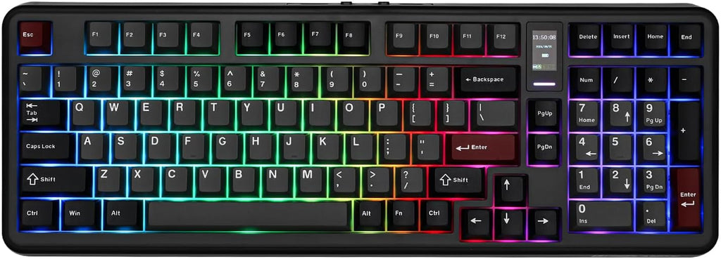 Vibe99 Wireless Gaming Keyboard with 1.06'' Screen, 96% Hot Swappable Creamy Mechanical Keyboard with Gasket Structure, BT5.0/2.4GHz/USB-C, 5-Layer Padding, RGB, NKRO for Win/Mac (Black)