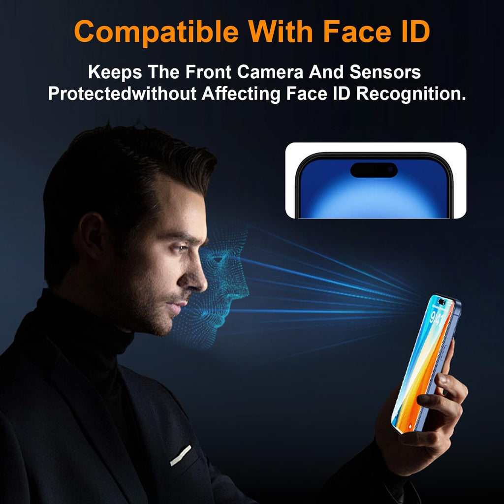 OneFish 2 Pack Privacy Screen Protector for iPhone 14 Pro Max - 4-Way 360° Anti-Spy Tempered Glass, 9H Hardness, 3D Curved Edges, Case-Friendly & Easy Installation