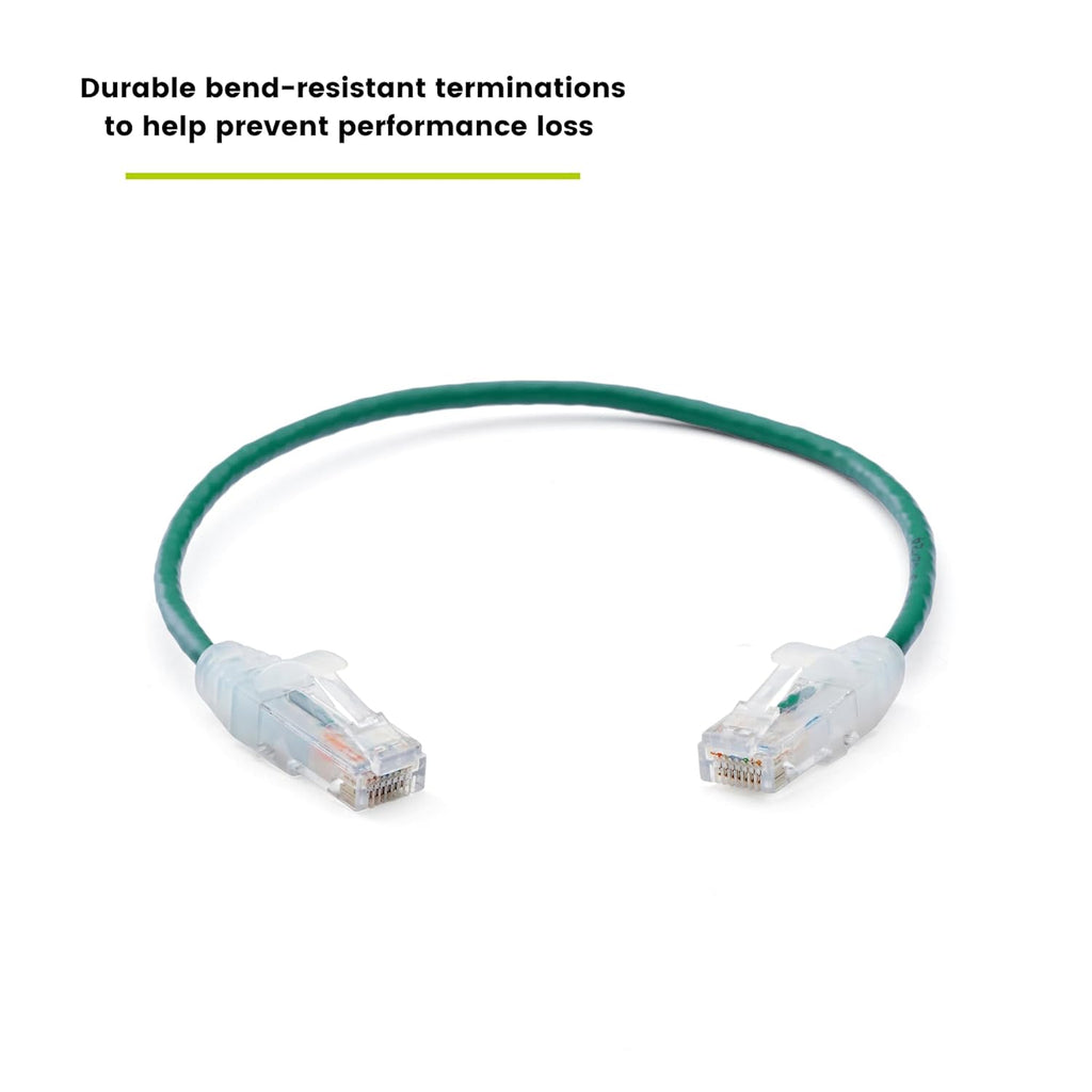 TRUECABLE Cat6 Component Rated Patch Cable, Unshielded (U/UTP), 1ft, Green, 28AWG Solid Copper, Snagless 10G High-Speed Ethernet Cable, PoE++ 4PPoE 100W, UL Listed, RoHS-3, 5 Pack