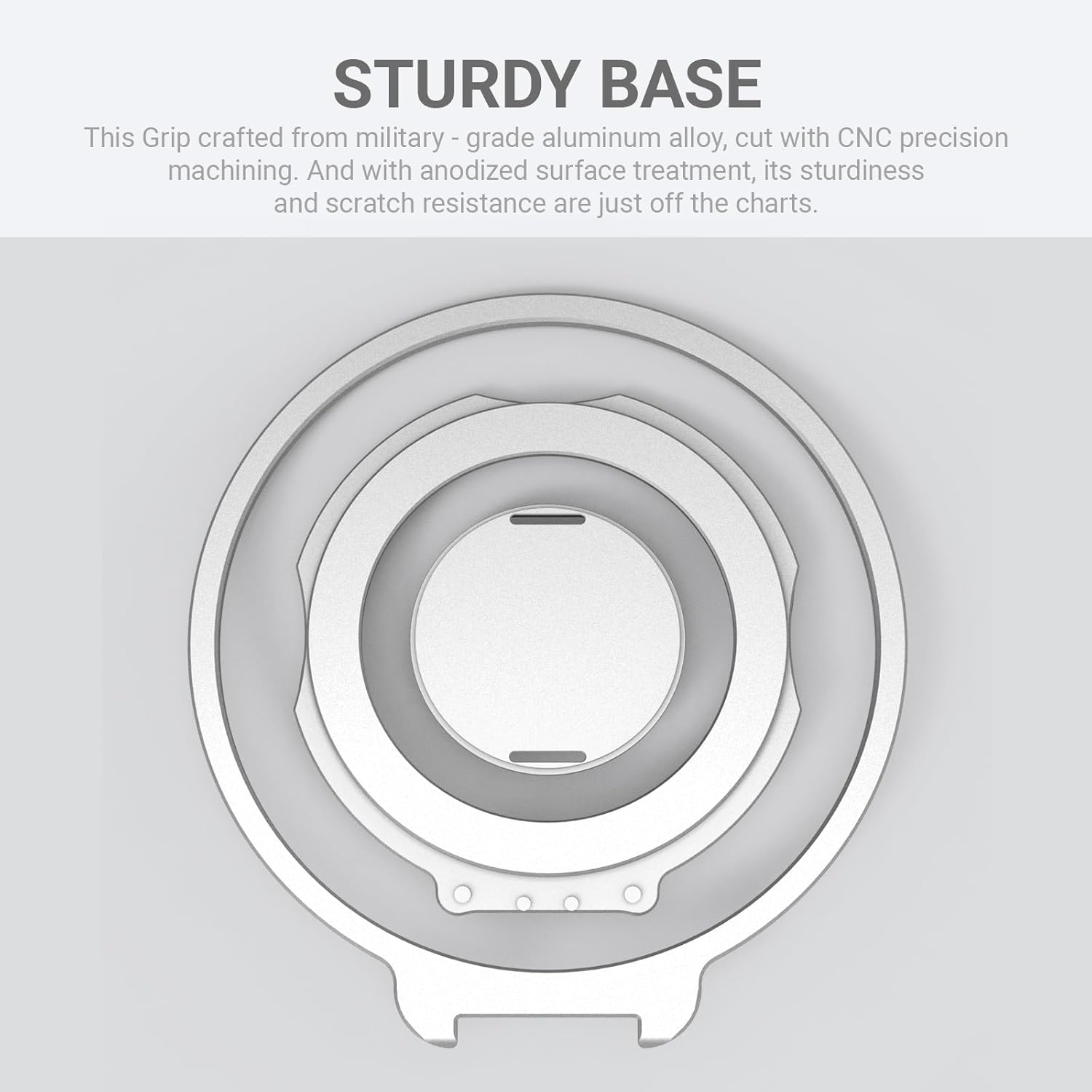 Grat 3 Upgraded Magnetic Phone Grip Stand, 360° Rotatable Silicone Strap Phone Loop Holder, Detachable Ring Kickstand Compatible with Magsafe iPhone 16 15 14 13 12 Pro/max, Silver