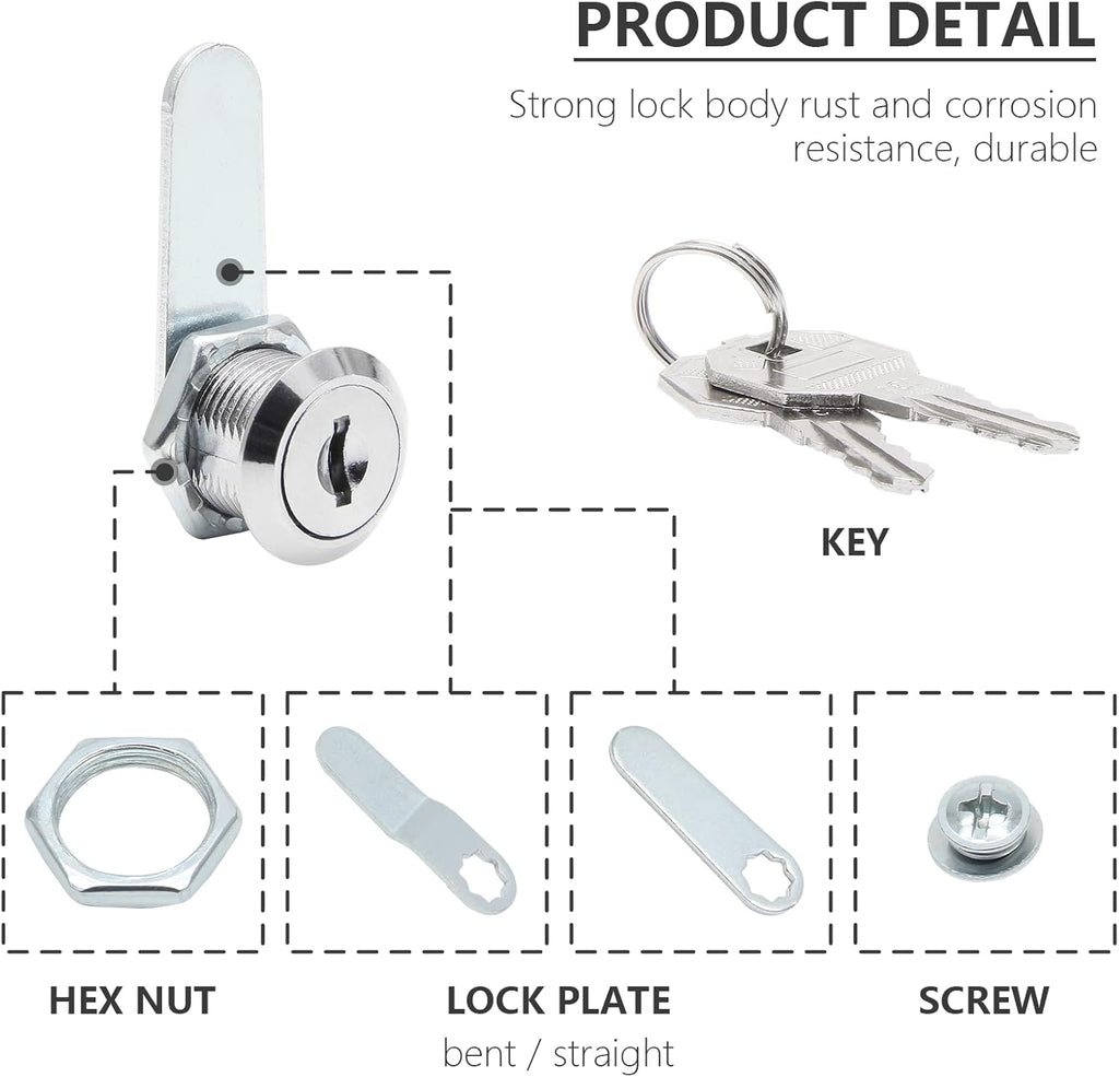 Uenhoy 6 Pack Cam Locks Keyed Alike, 5/8" (16mm) Set for Drawers, Mailbox, Tool Box, RV, File Cabinet Locks with Keys