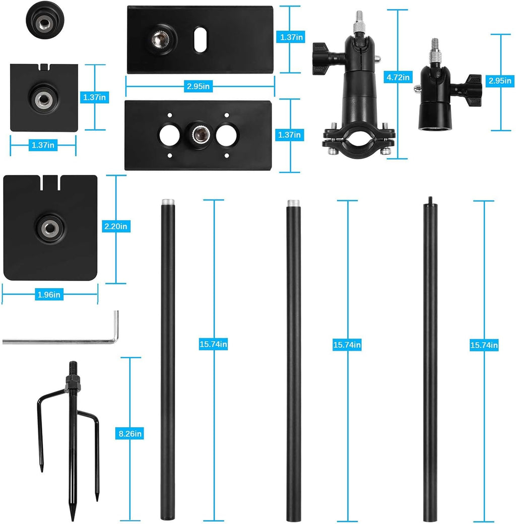 Universal Ground Stake Mount Bracket for Outdoor Security Cameras and Solar Panels, Compatible with Ring, Blink, Eufy, Google Nest, Arlo, Wyze, SimpliSafe, 1/4 Screw Cameras (Black)