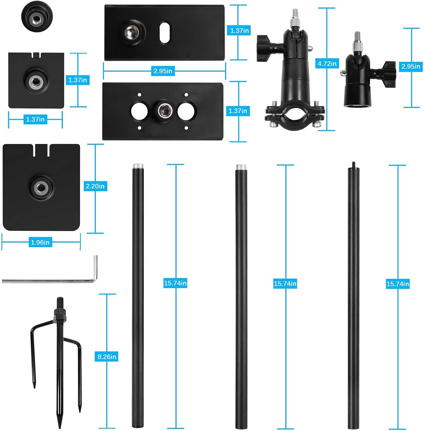 Universal Ground Stake Mount Bracket for Outdoor Security Cameras and Solar Panels, Compatible with Ring, Blink, Eufy, Google Nest, Arlo, Wyze, SimpliSafe, 1/4 Screw Cameras (Black)