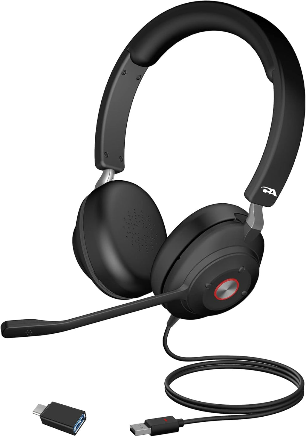Cyber Acoustics CA Essential USB Headset (HS-2000) – Professional Headset for Calls & Music, All-Day Comfort, Integrated Ear Cup Controls, Optimized for UC Platforms