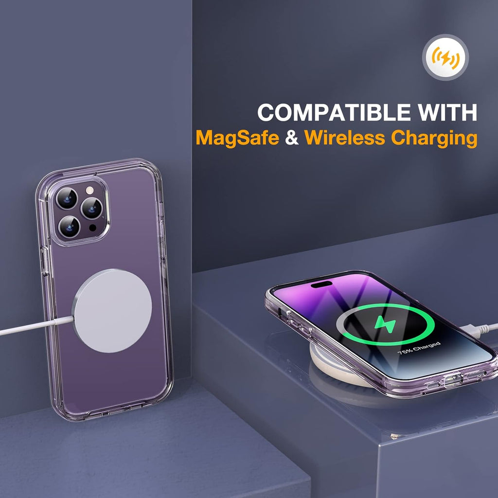 Miracase Glass Series Designed for iPhone 14 Pro Case 6.1 Inch, Upgrade Full-Body Bumper Case with Built-in 9H Tempered Glass Screen Protector, with Camera Lens Protector, Clear