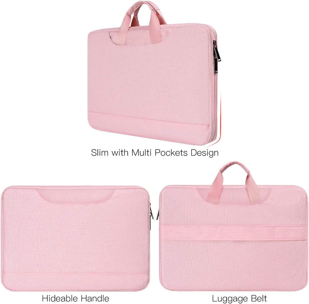 14 15 Inch Laptop Case Women Ladies Bag TSA Laptop Sleeve for MacBook Pro 14" M4/M3/M2/M1, Macbook Air 15 M4/M3, Dell XPS 15/Inspiron 14, Acer HP Lenovo ASUS Chromebook 14" Notebook Case Bag, Pink