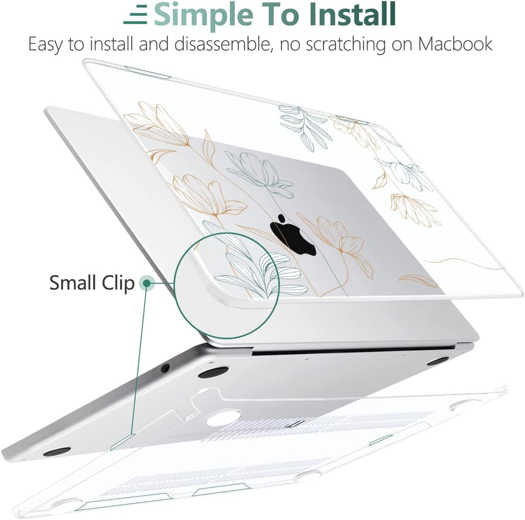 MEEgoodo Case for MacBook Air M4/M3/M2 13.6 inch 2025 2024 2022, Fit Model A3240 A3113 A2681, Compatible with MacBook Air 13 inch, Laptop Hard Shell Case with Keyboard Cover, Engraving Floral