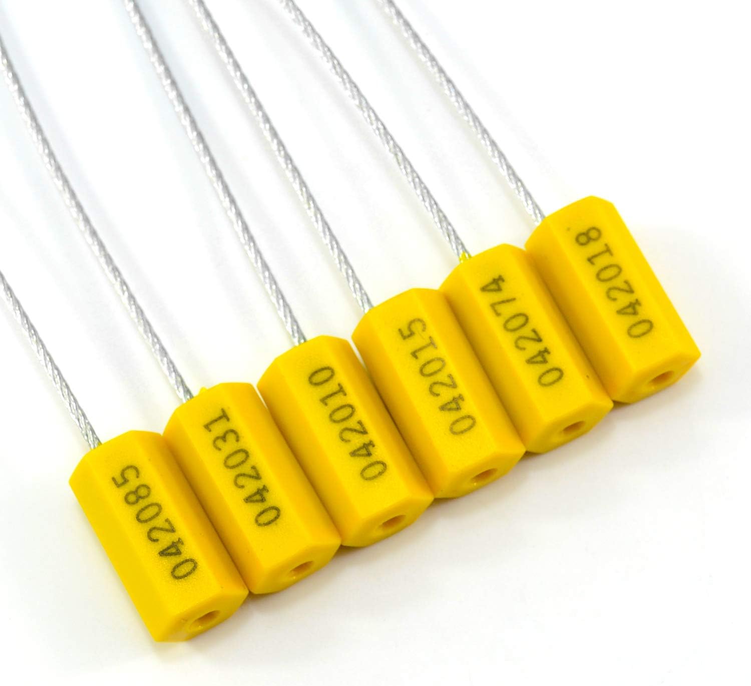 Leadseals(R) 100 Steel Cable Seals Metal Security Seal Numbered Metal Truck Trailer Seals Security Tags Tamper Evident Tags Container Seals Pull Tight Steel Wire Seals (Yellow, 100pcs)