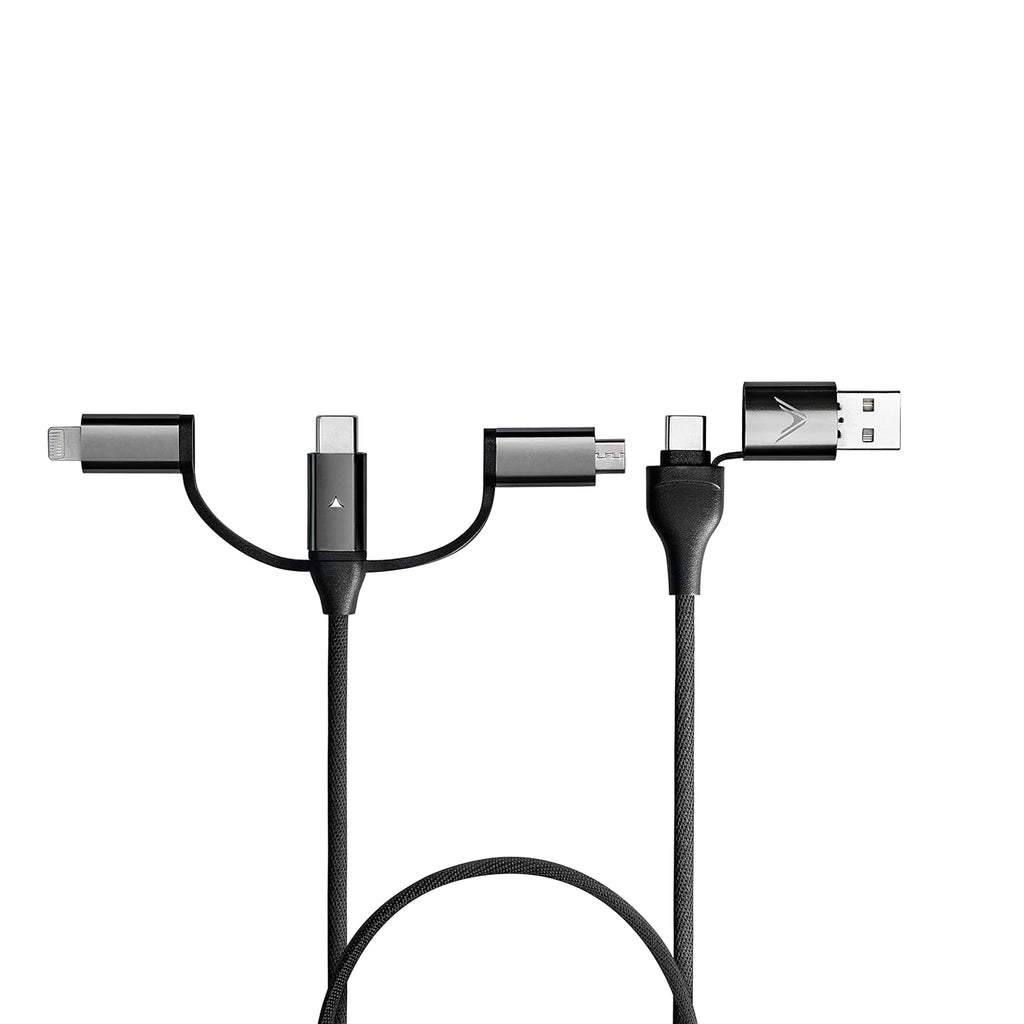 Futurizta Tech [Upgraded] Zeus-X 6 in 1 Universal Multi Cable (1.6ft/0.5m) Fast Charging 60W Laptop PD, QC3.0 & 27W iPhone Fast Charging & Data Sync, Military Grade Braided with Cable Organizer Strap