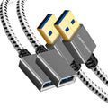 CableCreation [2-Pack] Short USB 3.0 Extension Cable 1FT, USB 3.0 A Male to Female Extender for VR, PlayStation, Xbox, Keyboard, Printer, Scanner, Space Gray 0.3m
