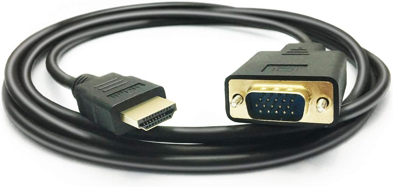 HDMI to VGA Cable, 1080P HDMI Male to VGA Male M/M Video Converter Cord VGA Adapter Compatible w/HDMI Desktop, Laptop, DVD to 15 Pin D-SUB VGA HDTV Monitor Projector - 6Feet