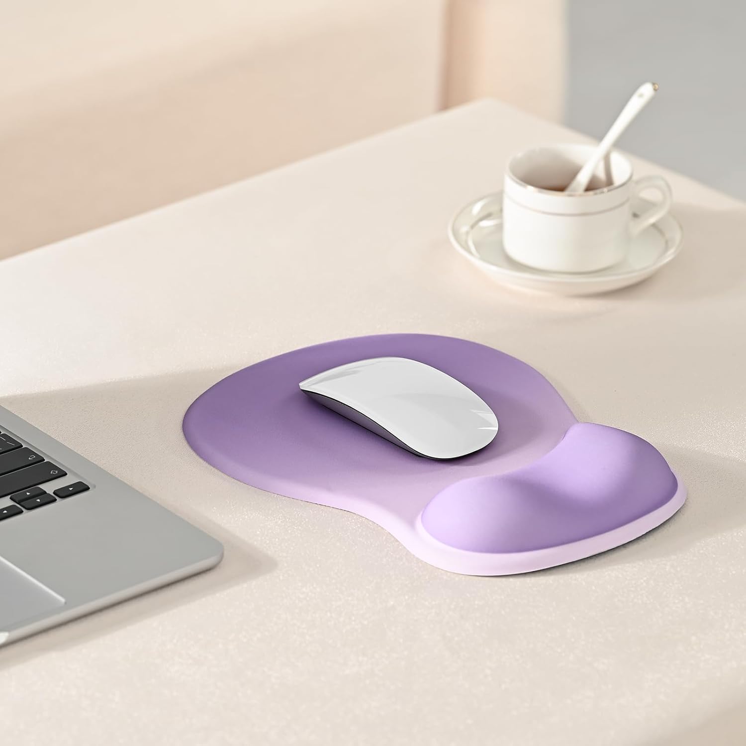 EooCoo Ergonomic Mouse Pad with Gel Wrist Rest Support Middle Concave Design, Relieve Wrist Pain Mousepad, Non-Slip Base for Laptop, Office Desk Accessories, Carpal Tunnel Syndrome