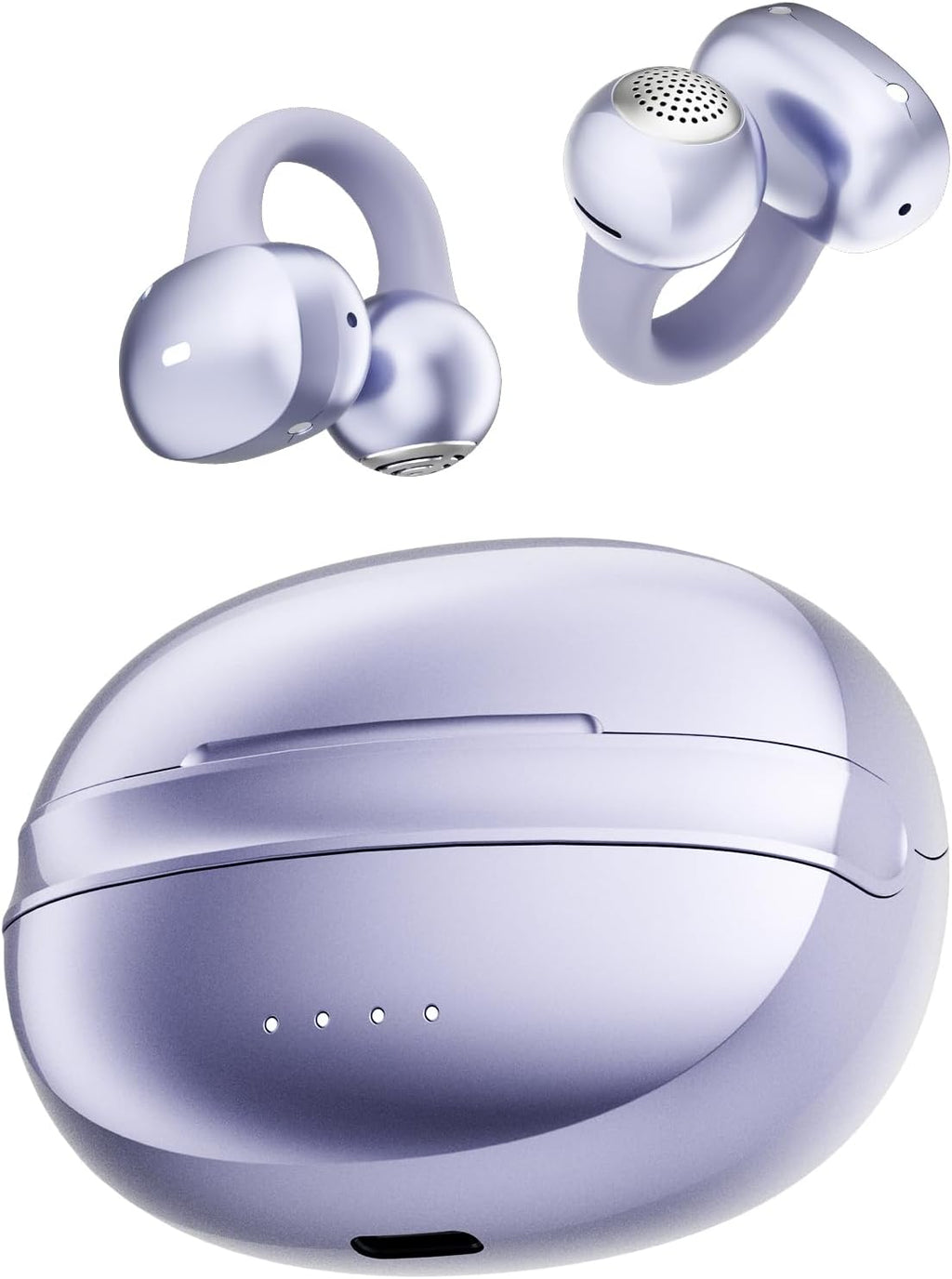A50 Clip on Earbuds, Bluetooth 6.0 Wireless Open Ear Headphones w/5.3g Weightless Comfort,48H Playtime,3D Soundstage,Clear Call Mics,IPX5,Multipoint Connection,Fit for Workout Running Purple