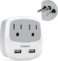 TESSAN Brazil Power Adapter, US to Brazil Plug Adaptor with 2 American Outlets and 2 USB Charging Ports, Type N Travel Adapter for USA to Brazilian Brasil