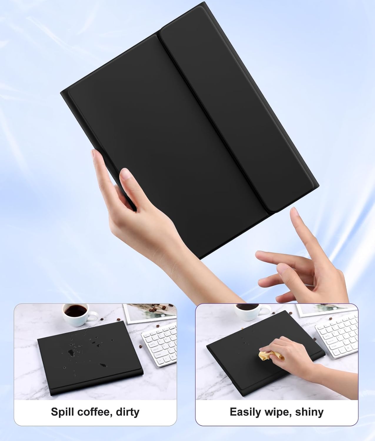 Compatible with iPad Air 11 Inch & Air 5th/ Air 4th Generation Case with Keyboard - Multi-Touch Trackpad, 7-Color Backlit, Detachable Folio Cover for Air 11-inch M3/M2 (2025/2024) (Black)