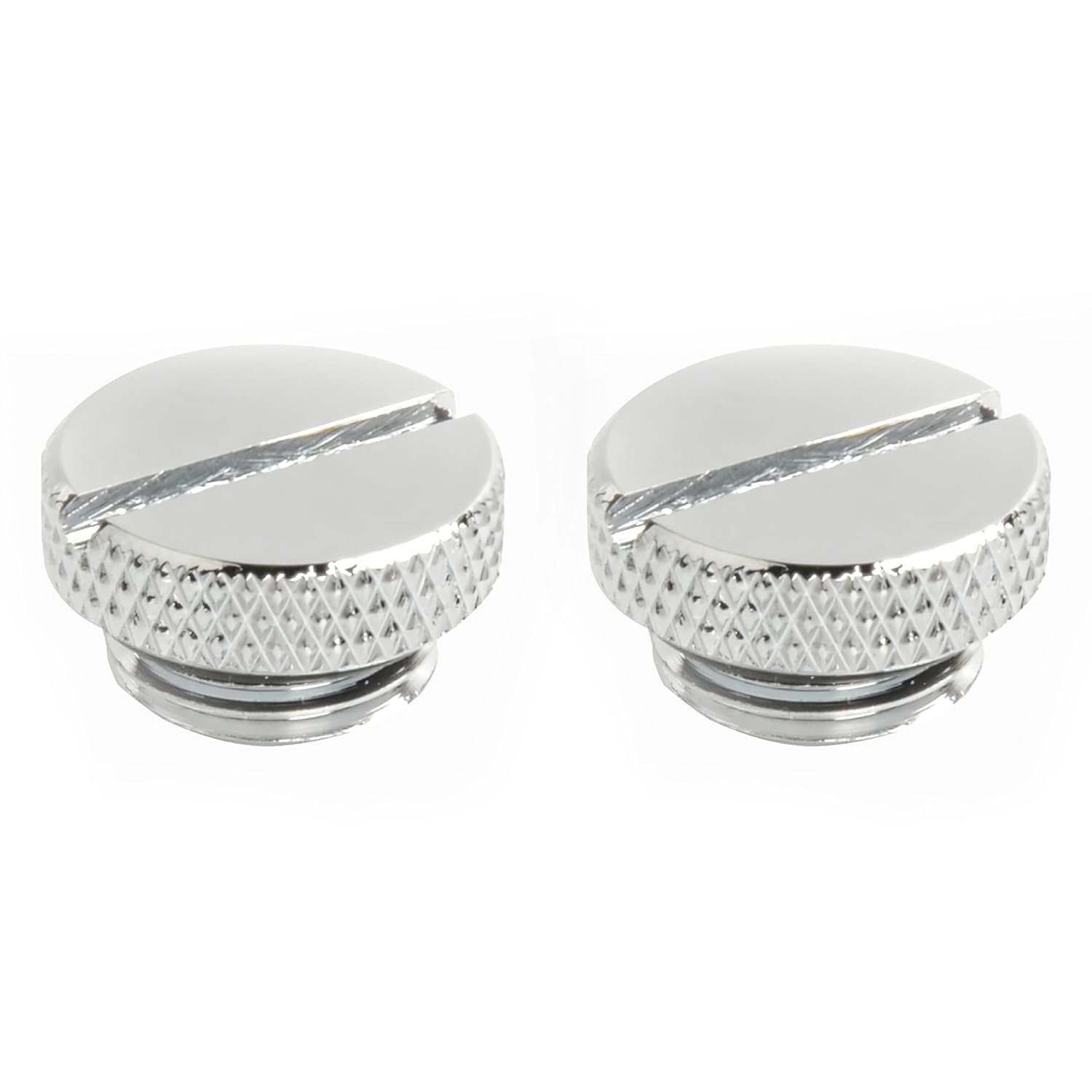 Dracaena 2 Pack G1/4" Thread, Thin Water Stop Plug Fitting with Coin Slot for Computer Water Cooling System, Durable Brass/Copper Material, Silver