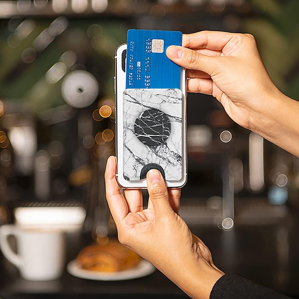 PopSockets Phone Wallet with Expanding Phone Grip, Phone Card Holder, Solid PopWallet - Sea Green