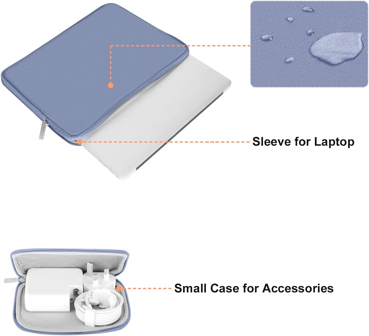 MOSISO Laptop Case 13 inch, 13 inch Laptop Sleeve Bag Compatible with MacBook Air 13 M4 M3 M2 M1 2025-2018 / Pro 13 M2 M1 2025-2016, Neoprene Computer Sleeve Bag with Small Case, Pastel Blue