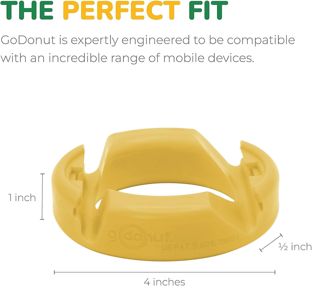 GoDonut – Phone Stand Original – Cell Phone Holder + Tablet Stand Desk Organizer – Compatible with Tablet, iPhone 16 15 14 Pro Max, Android & Most Smartphones - Yellow