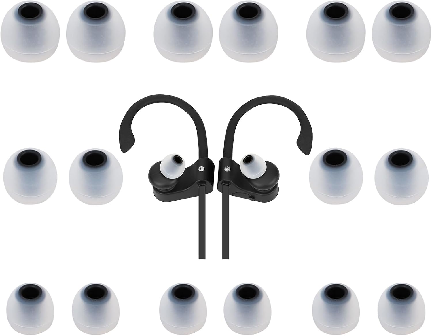 Earbud Tips Ear Bud Tips Soft Anti Slip Washable and Reusable Silicone Replacement Earbud Tips Fit Most in-Ear Earbuds(Inner Hole 3.8mm -5.1mm) 18pcs S M L