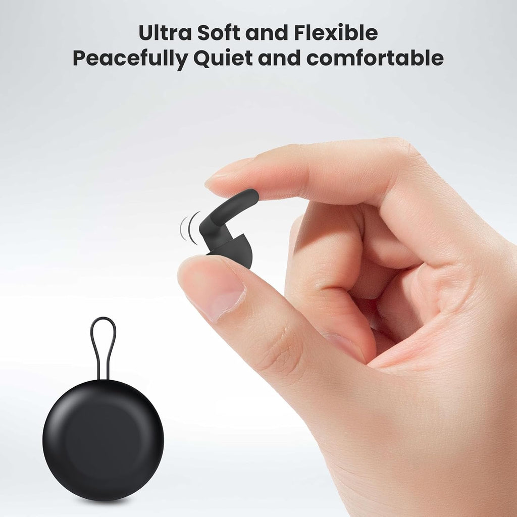 Ear Plugs for Sleeping, 2 Pairs of Reusable Earplugs for Noise Reduction 25dB-30dB with 8 Ear Tips, Soft Hearing Protection Ear Plugs for Concert,Noise Sensitivity, Study & Work, Black