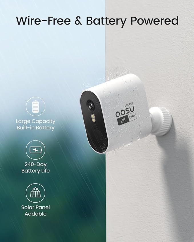 aosu Security Cameras Outdoor Wireless, 166° Ultra-Wide-Angle, Battery Powered - Image 5