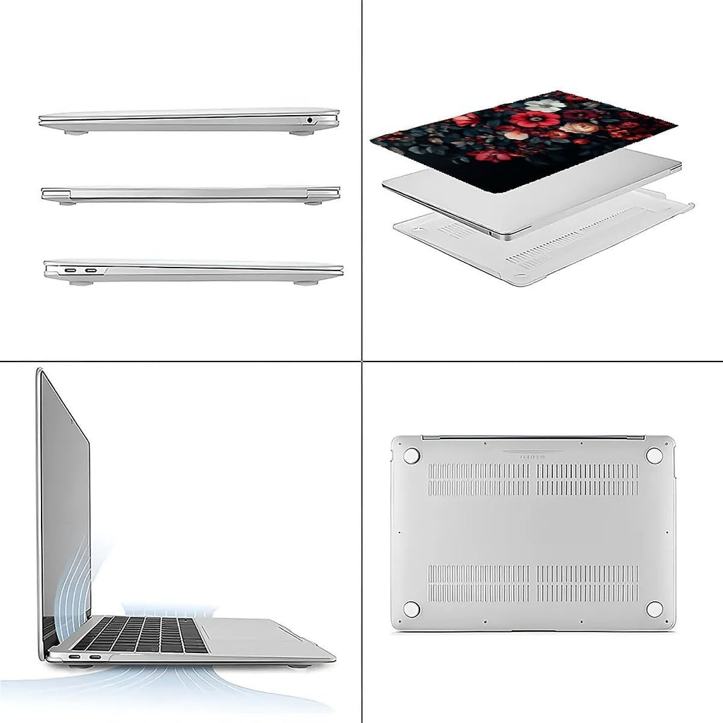 Compatible with MacBook Air 13.3 13.6 Inch Case 2022 2021 2020 2019 Plastic Hard Shell Case Cover,13.3 Air (A1932/A2179/A2337), Dark Floral