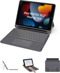 EIP Bluetooth Keyboard Case for iPad 10.2 inch (7th/8th/9th Gen) & iPad Air 10.5 inch (3rd Gen), 10.2 "Magnetic Detachable Cover with Trackpad, 7-Color Backlit Keys, Slim Protective Smart Case