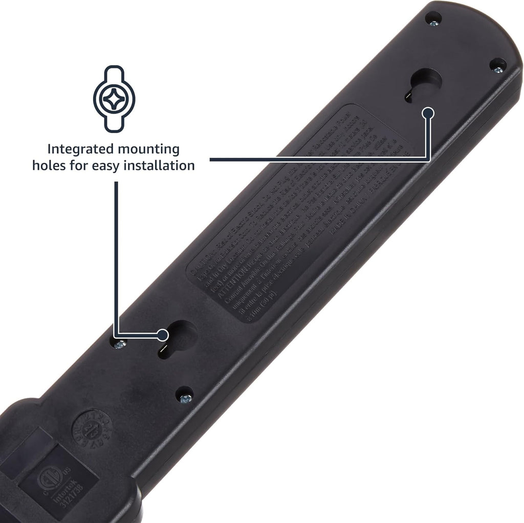 Amazon Basics Surge Protector Power Strip, 6-Outlet with 200J Protection, 2ft Extension Cord, Rectangle, Black (20 Pack)