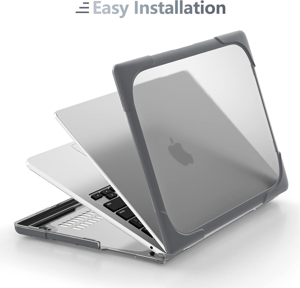 Batianda for M4 MacBook Air 13.6 inch Case 2025 2024 2022 Release Model A3240 A2681(M2) A3113(M3), Heavy Duty Shockproof Protective Hard Shell with Fold Kickstand & Keyboard Cover, Gray