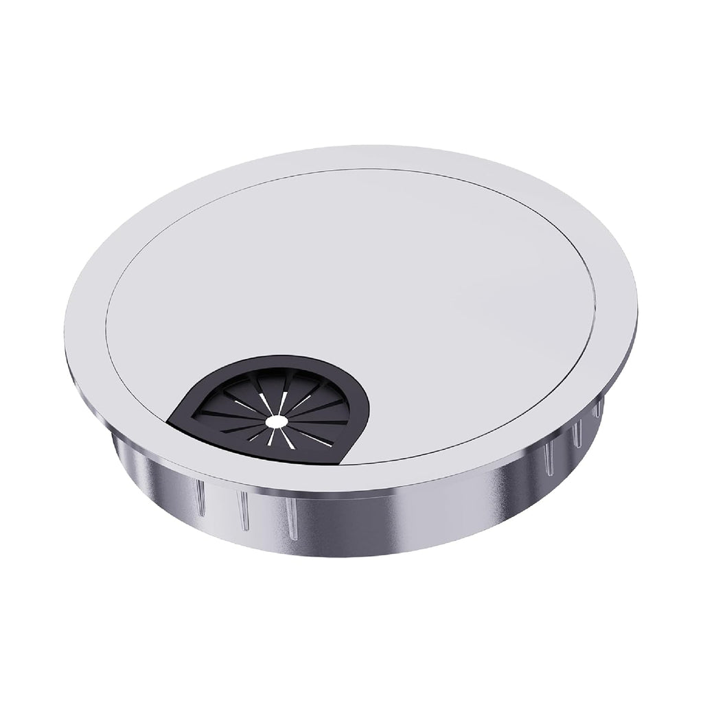 Desk Grommet 3-1/8 Inch 80mm, Zinc Alloy Computer Desk Wire Hole Cover, Office Desktop Cord Cable Hole Metal Ring, Silver Tone