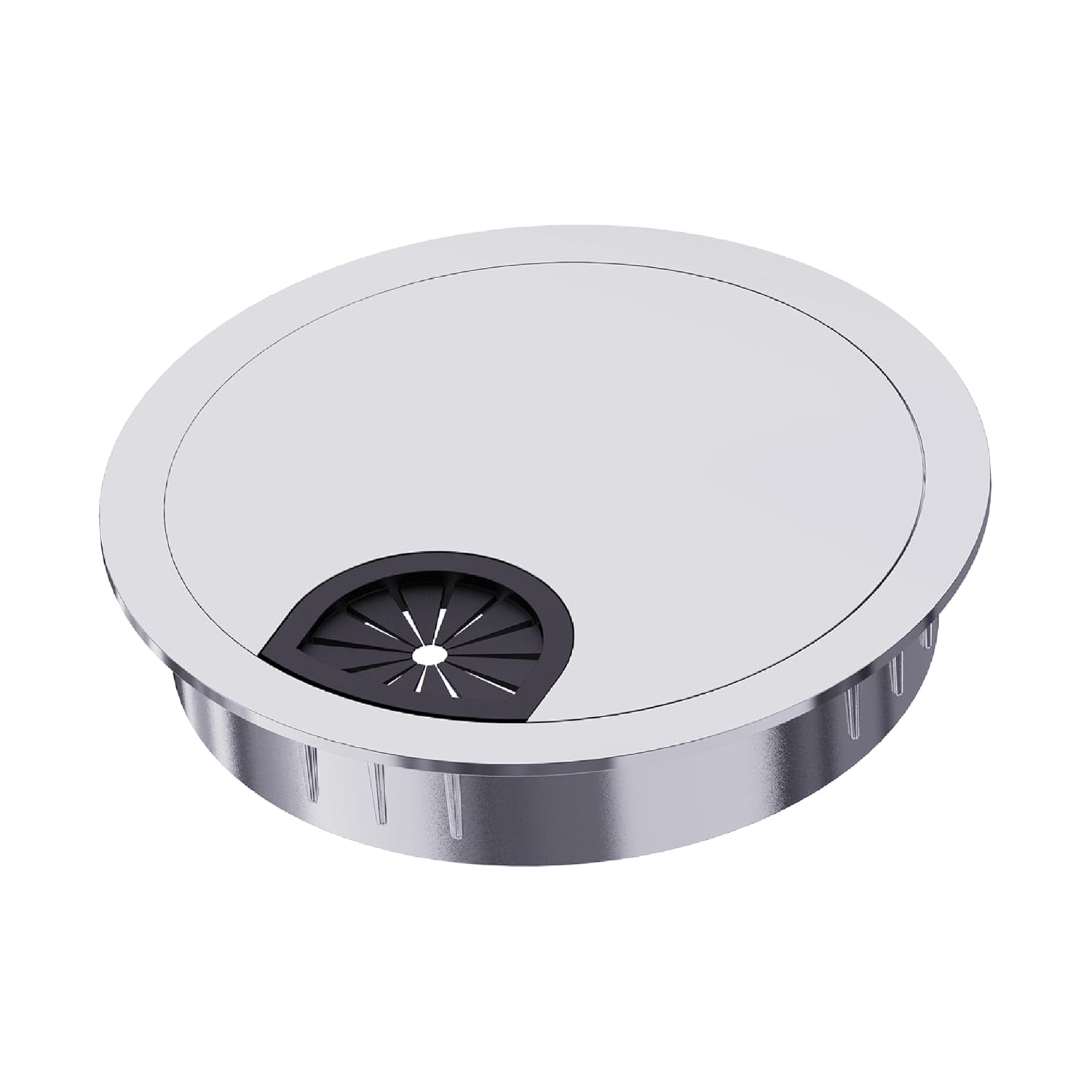 Desk Grommet 3-1/8 Inch 80mm, Zinc Alloy Computer Desk Wire Hole Cover, Office Desktop Cord Cable Hole Metal Ring, Silver Tone