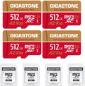 [5-Yrs Free Data Recovery] GIGASTONE 512GB Micro SD Card 4-Pack, 4K Camera Pro, A2 V30 Compatible with Gopro, Dash Cam, DJI, Drone, Security Camera, Speed Up to 100MB/s, UHS-I U3 C10, with Adapter