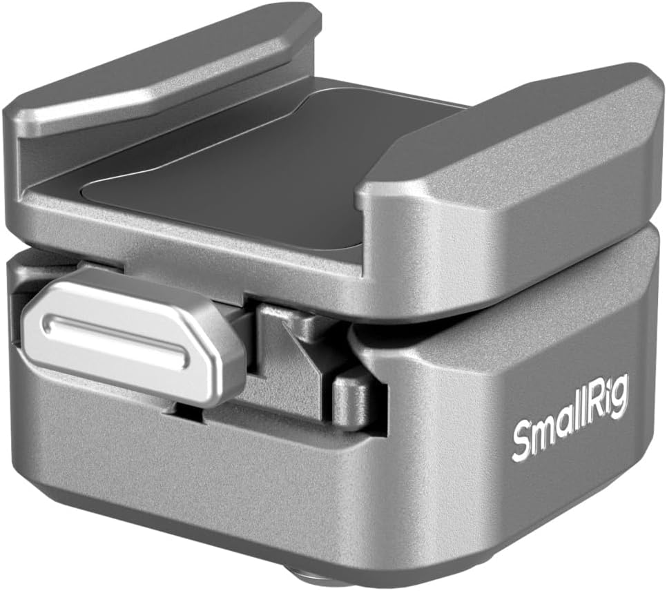 SmallRig HawkLock H18 Quick Release Support with Cold Shoe, Dual-Direction QR-Slide Cold Shoe Mount with Anti--Drop Pin & Silicone Pad, Load up to 1.8lb for LED Video Light, Microphone - 4500