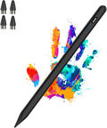 Active Stylus Pens for Touch Screens Rechargeable Tablet Pen POM Tip Magnetic iPad Pencil Stylus Pen for iPad/Pro/Air/Mini/iPhone and Other Smartphone Device-Black