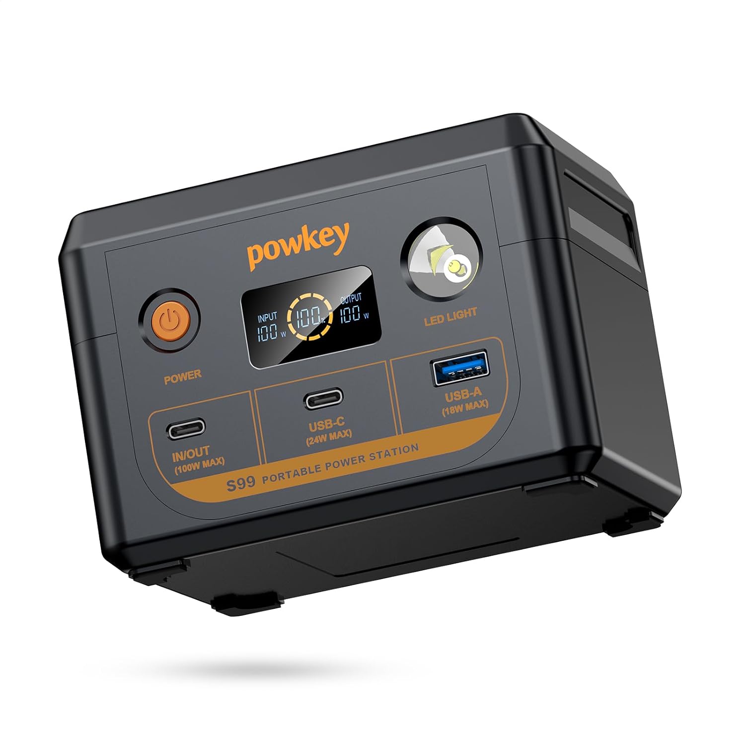 powkey Laptop Power Station 30000mAh 100W Portable Charger PD 3.0 Fast Charging 96Wh LiFePO4 Power Bank with USB-C Cable,Battery Backup for Laptop Phone Travel Camping Office Emergency Home