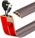 Floor Cord Cover Self Adhesive Cord Hider Floor Extension Cord Covers for Floor Power Cord Protector Cable Management Prevent Cable Trips Cable Cavity 0.32" W x 0.32" H (Brown Walnut Wood, 10Ft)
