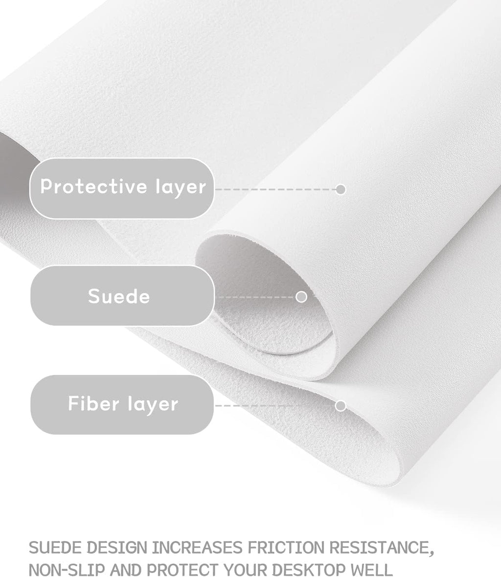 YSAGi Non-Slip Leather Desk Pad, Waterproof Laptop Computer Desk Keyboard Mat, Table Protector Blotter Mat, Large Mouse Pad for Office/Work/Home/Decor(White, 31.5" x 15.7")