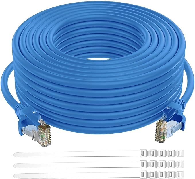 Adoreen Cat 6 Ethernet Cable 50 Ft-Blue, Outdoor & Indoor Snagless Long Round by Adoreen
