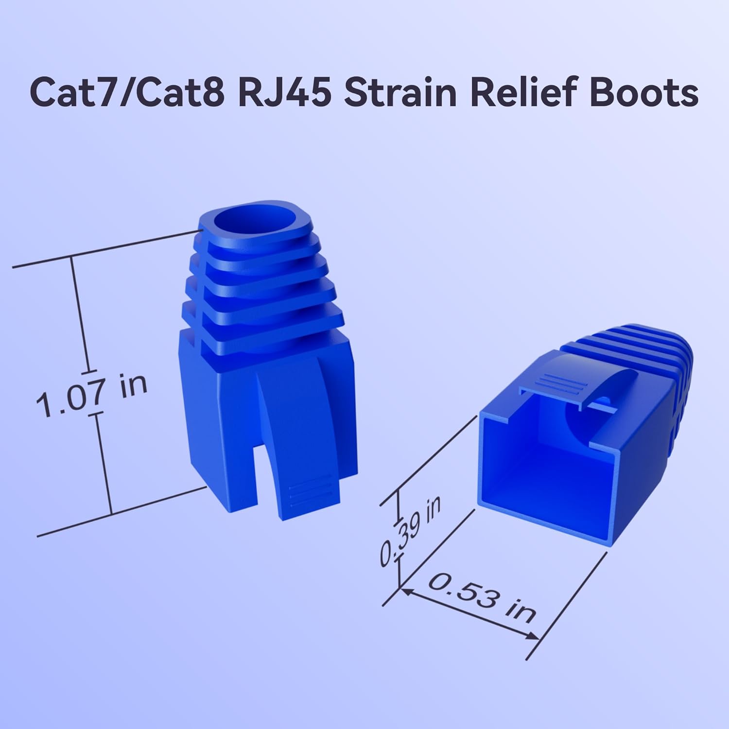 CableGeeker 100-Pack Cat7 / Cat8 RJ45 Strain Relief Boots, RJ45 Boot, Cat 6 Boot, Cat6 Ethernet Boots, Suitable for 8.5mm(0.33in) Ethernet Cables (Square-Press Blue)