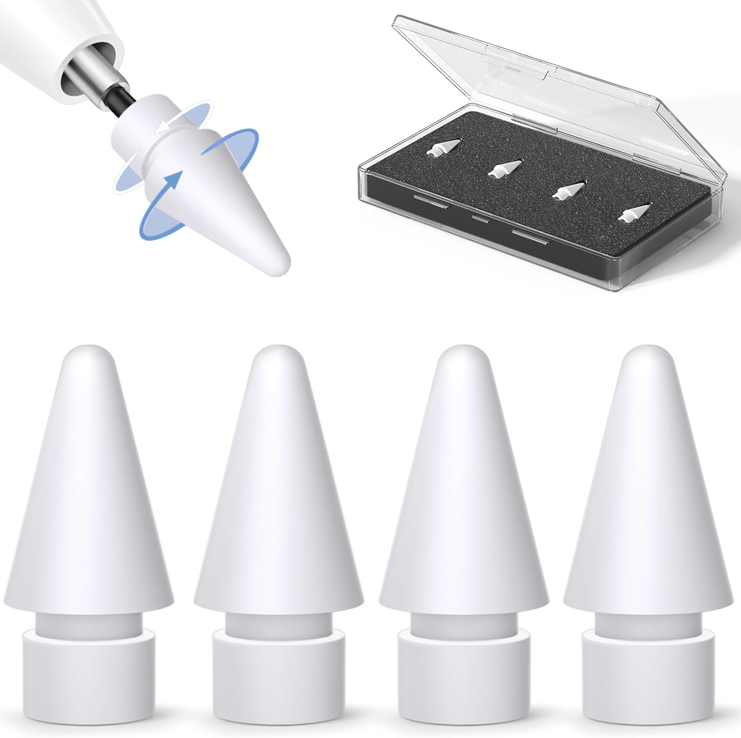 Replacement Tips for Apple Pencil Pro/Pencil 2nd Generation/Pencil 1st Generation/Pencil USB-C (4 Pack)
